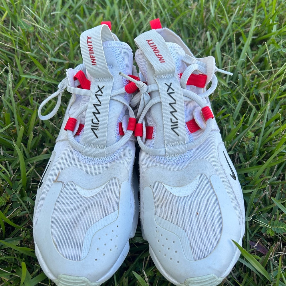 Red and white Nike Airs